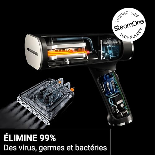 SteamOne James Steamer Foldable Iron Black 2000W - 35g/min | James Foldable Steamer, 2000W, 80ml and 150ml Tanks, Vertical and Horizontal Use, Ready in 15s, EUFD80BV2