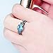 Rongxing Jewelry 7mm Round Blue Aquamarine Topaz Crystal Ring Size 6 Chain Women's Black Gold Filled Engagement Gift