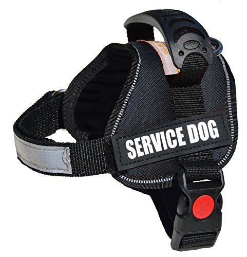 ALBCORP Reflective Service Dog Vest/Harness, Woven Polyester & Nylon, Comfy Soft Padding, XXS, BLACK