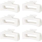 3.5” Medium Claw Clips, 6 Pcs Square Hair Clips for Thick and Thin Hair, Strong Hold Banana Jaw Clips, Cute Hair Accessories for Women and Girls (white)