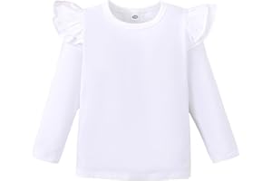 Magic Park 12M-14Y Baby Girl Blouse Toddler Short Long Ruffle T-Shirts Kids Girl Solid Color Tee Casual Tops for Girls