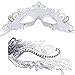 Masquerade Mask Shiny Metal Rhinestone Venetian Pretty Party Evening Prom Mask (Silver Gray)