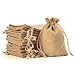 YUXIER 100 Burlap Bags with Drawstring Favor Bags Small Burlap Bags Party Favor Bags for Wedding Party,Arts Crafts Projects, Presents, Snacks Jewelry(5.3 x 3.7inch) (Flaxen)