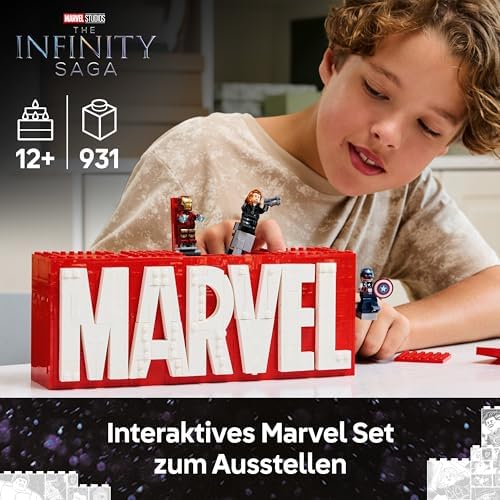 | Marvel: MARVEL Logo & Minifiguren - Sammlerstück inkl. Hulk, Thor, Iron Man, Black Widow und Captain America - Bauset mit Avengers Figuren - Geschenk für Jungen und Mädchen ab 12 Jahren - 76313