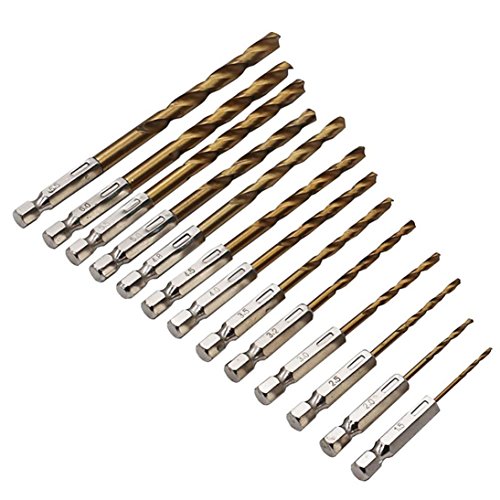 image for Tsmile 13Pcs Drill Bit Set High Speed Steel Quick Change Hex Shank Twi