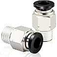 TAILONZ PNEUMATIC Male Straight 1/4 Inch Tube OD x 1/8 Inch NPT Thread Push to Connect Fittings PC-1/4-N1 (Pack of 10)