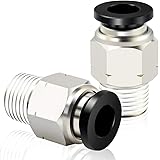 TAILONZ PNEUMATIC Male Straight 1/4 Inch Tube OD x 1/8 Inch NPT Thread Push to Connect Fittings PC-1/4-N1 (Pack of 10)