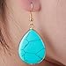 SUNYIK Women's Green Howlite Turquoise Teardrop Hook Dangle Earrings