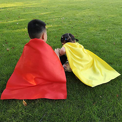 ADJOY Superhero Capes and Masks for Kids with Decorative Stickers - Superhero Birthday Party Dress Up Costume - Red Green Blue - 3 Sets