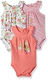 Juicy Couture Baby Girls' 3 Pack Bodysuits, Coral/Cherry, 6/9M