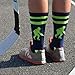 ChalkTalkSPORTS Hockey Half Cushioned Crew Socks | Hockey Player | Navy/Neon