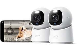 EUFY SECURITY eufy Indoor Cam E30 2-Cam Kit, Latest Generation, 4K UHD Security Camera, Pet/Dog/Baby Camera with Phone app, Color Night Vision, Human/Pet Auto Tracking, 360 Pan-Tilt, Works with Homekit,White