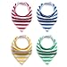 Baby Drool Bibs Bandana Teething Organic Cotton boys girls Adjustable Snap triangle Bib set (Striped&Solid color 8pcs)