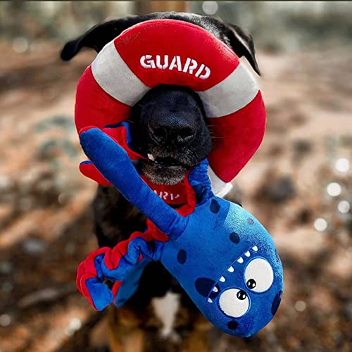 BULLTUG 3in1 Octopus Dog Toy and Plush Life Ring, Durable Squeaky Dog Toys, Interactive