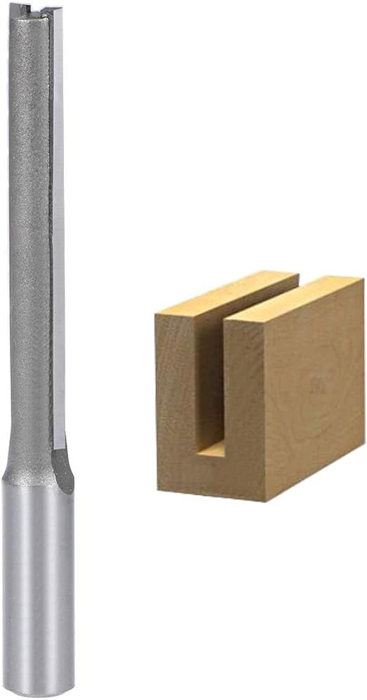 sourcing map Router Bit 1/2 Shank 1/2 inch Cutting Dia. 3 inch Depth 2 Straight Flutes HSS for Woodworking Milling Cutter Tool - Image 4