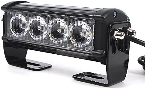 Rayinblue 2x 12V 4 LED Grille Strobe Flash Light Warning Hazard Emergency Beacon Car Truck (White)