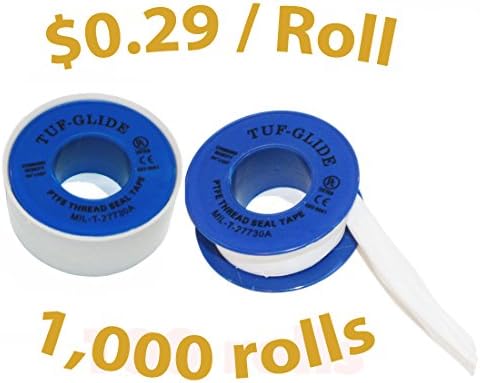 (1000 Rolls) $0.29/ea Standard White PTFE Tape 1/2"x 520" Pipe Thread Sealant Dope