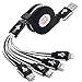 Multi USB Charger Cable Retractable CKCOCO 2Pack 4FT 4 in 1 Multiple Charging Cord Adapter with 8Pin x2/Type-C/Micro USB Port Connectors for Cell Phones Tablets Universal Use (Charging Only)