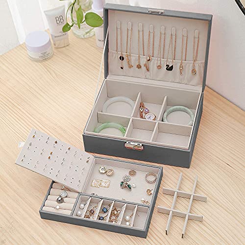 Leather Jewelry Box Snap On Jewelry Box for Women Girls,Jewelry