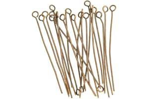 ZHITENG 200 PCS Eye Pin Jewelry Making Needles Earrings Beading Clasps Findings Bracelets Necklaces Beads Connector Accessories Materials (Bronze, 60mm Eye Pin)