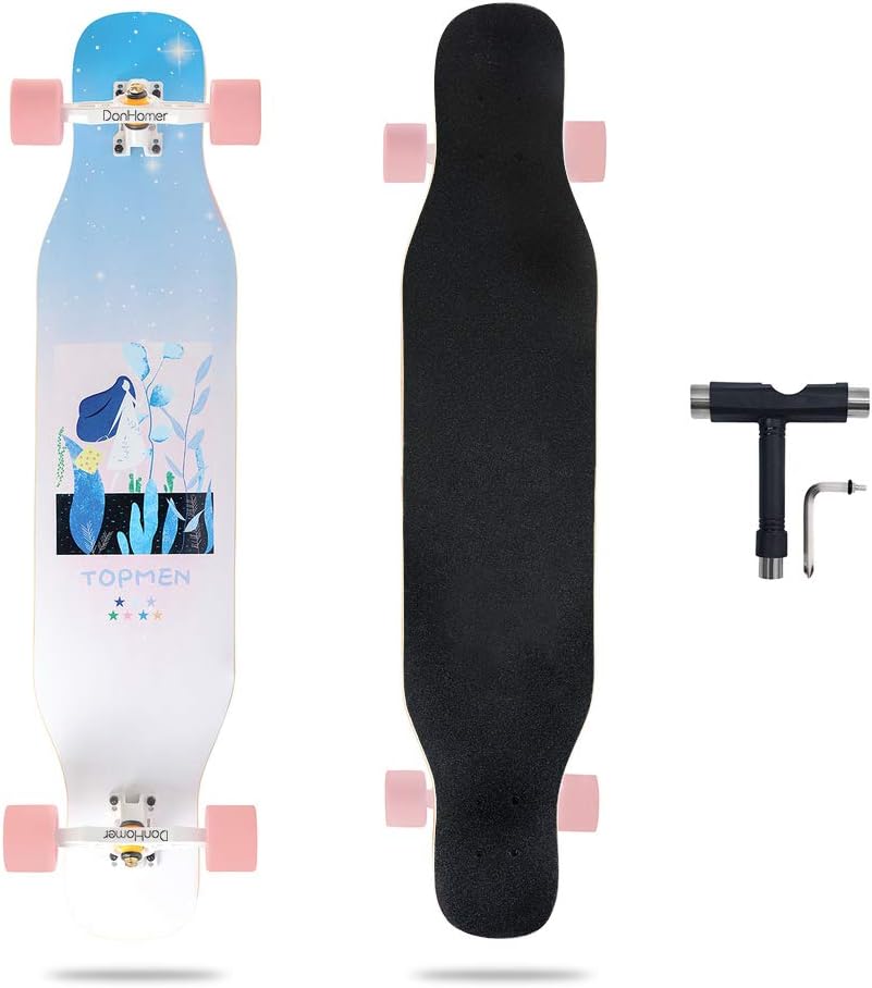 DonHomer Longboard Skateboards Complete 【42" Pro Dancing】 Popular Dancing Freestyle Carving Cruising Sliding Includes T-Tool