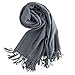Yazer Large 78.7”x 25.6” Fashion Luxurious 100% Pure Cashmere Stole Scarf,Shawls for Women and Men (Grey)