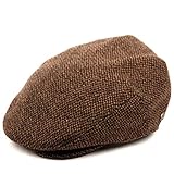 Men's Premium Wool Blend Tweed Flat IVY newsboy Collection Hat,Brown Tweed,X-Large
