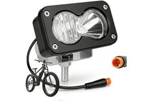 Ebike Headlight Ultra Bright 20W LED Baja Style Light - Plug and Play 3-Pin Julet Waterproof Connector - 12V-60V Compatible H