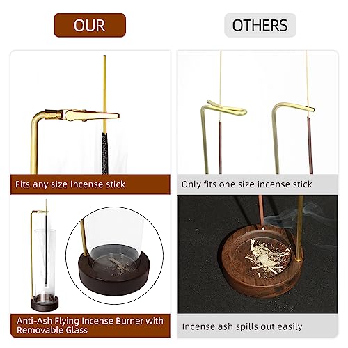 VUFUL Incense Holder, Funny Incense Holder for Sticks with Removable Glass Ash Catcher Incense Burner for Zen, Yoga, Spa, Meditation(Glass)