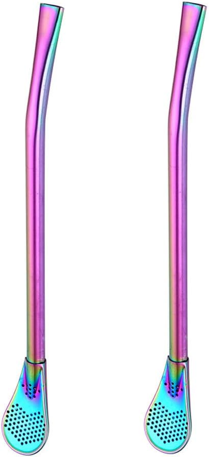 Celiy 2Pcs Stainless Steel Drinking Tea Yerba Mate Straw Gourd Bombilla Filter Spoon St. Patrick Easter Gifts