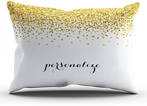 Fanaing Bedroom Custom Decor Gold Glam Confetti Dots Pillowcase Soft Zippered Throw Pillow Cover Cushion Case Fashion Design One-Side Printed King 20X36 Inches