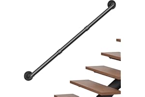 Abiglifty 4FT Pipe Handrail, Hand Rails for Indoor Stairs, Stair Railing Indoor, Grab Bars for Wall, Outdoor Handrails for Exterior Steps, Elderly Safety Handle for Stairs Porch Bathroom (Black,129cm)