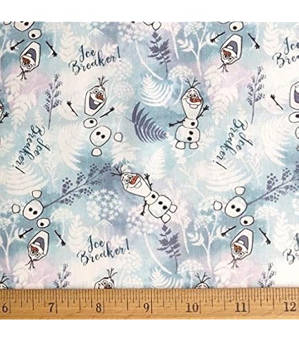 Tissu Coton Frozen Olaf - Motif Olaf Jetant Des Feuilles, 7x21 Pouces, Chutes Neuves