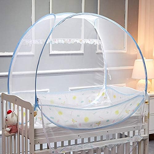Baby Crib Safety Pop Up Tent Net | Premium Baby Bed Canopy Netting Cover | See Through Mesh Top Nursery Mosquito Net | Protect Your Baby from Falls and Bites | Freestand Bed | 2 Openings