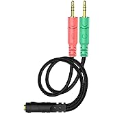 ENVEL Headset Splitter Cable for PC 3.5mm Jack Headphone Adapter Convertors | Audio Y Splitter for PC 3.5mm Female with Headphone/Microphone Transform to 2 Dual 3.5mm Male for Computer