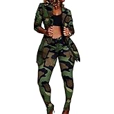 Lucuna Women's Sexy 2 Piece Club Outfits Open Front Blazer + Bodycon Pants Long Stockings Set