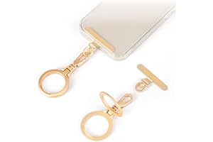 Project-cb Phone Metal Tether Tab, Lanyard Patch, Phone Stand, Strap Tab, Phone Key Ring, Ring Holder (Gold-T)