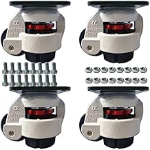 CasterHQ - Retractable Leveling Machine Casters - 4 Pack - 2,400 lbs Per Set - Premium Quality - Heavy Duty Machine Retractable Casters - 600 lbs Capacity Each Caster - New Improved Design!