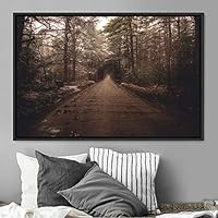 Framed Canvas Wall Art Rustic Woods Brown Dark Dramatic Forest Group Nature Photography Realism - 16x24 inches