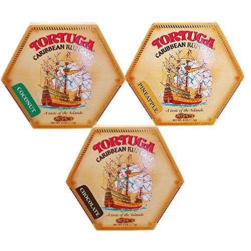 Tortuga Caribbean Rum Cake 4 Oz (3 PACK) Coconut, Pineapple, Chocolate