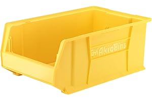 Akro-Mils 30281 Super-Size AkroBins Plastic Storage Bins, Space-Saving Stackable Bins for Garage Organization Bins, Classroom Organization, Warehouses, 20-Inch L x 12-Inch W x 8-Inch H, Yellow, 3-Pack