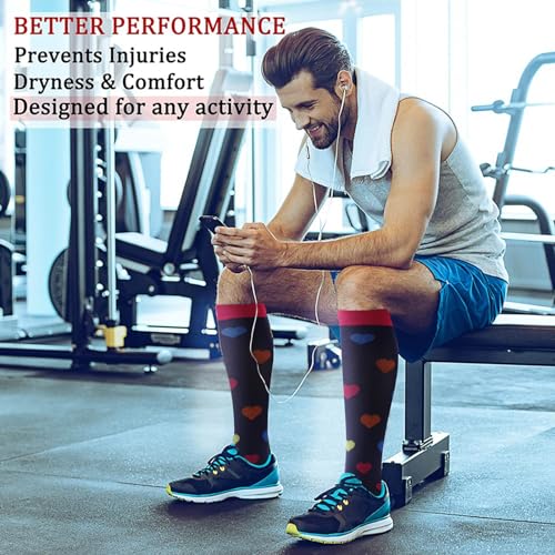 BONANGEL 4 Pairs Compression Socks for Women and Men 15-20 mmHg Sports and Medical Compression Socks for Running, Flight, Travel, Nurse, Maternal