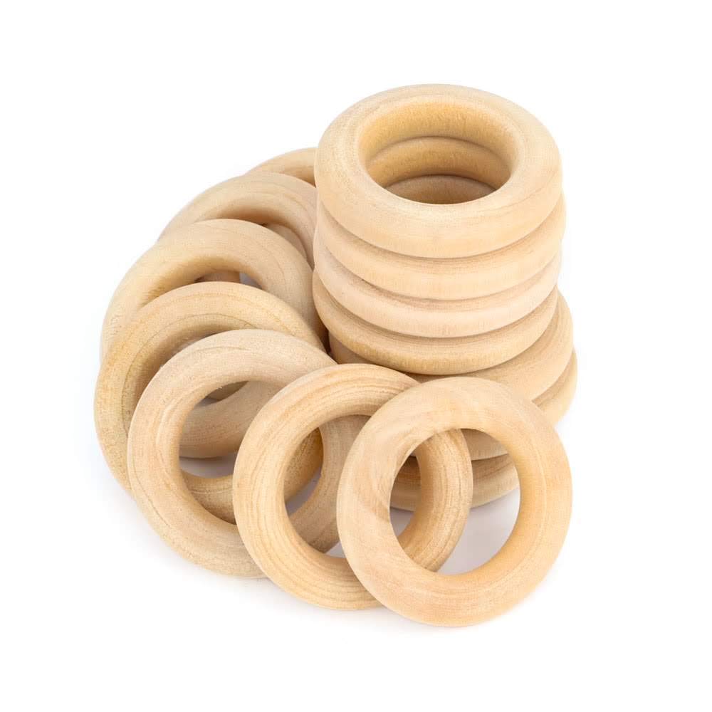 RUBY - Wood Rings, Unfinished Wooden Circle for Craft Home DIY Jewelry Making Accessory, Ring Pendant Connectors ooden Craft Rings, Crafts, Tools etc. (Natural, Ø 30mm/50pcs)