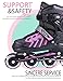 2PM SPORTS Brice Pink Adjustable Illuminating Inline Skates with Full Light Up LED Wheels, Fun Flashing Roller Skates for Kids Girls and Boys - Pink M