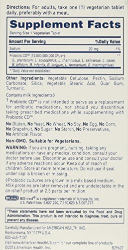 American Health Probiotic CD Intestinal Release System - Promotes Digestive, Intestinal & Immune Health, Encourages Nutrient Absorption - Non-GMO, Vegetarian - 60 Tablets, 60 Total Servings - Thumbnail 3