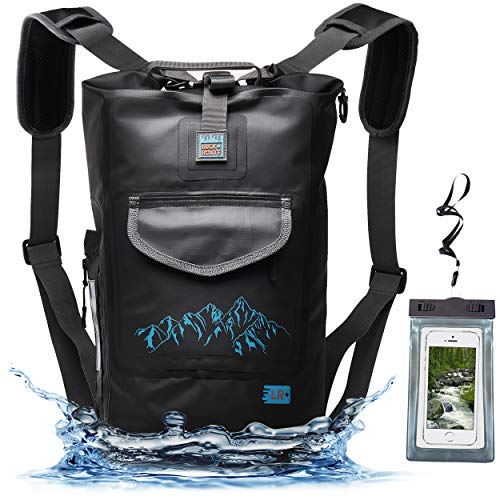 Luck route Waterproof Dry Bag Backpack Straps Smart Pockets - Floating DryBag Storage Beach - Sack Kayaking Boating Camping Fishing Gifts - Black 20L