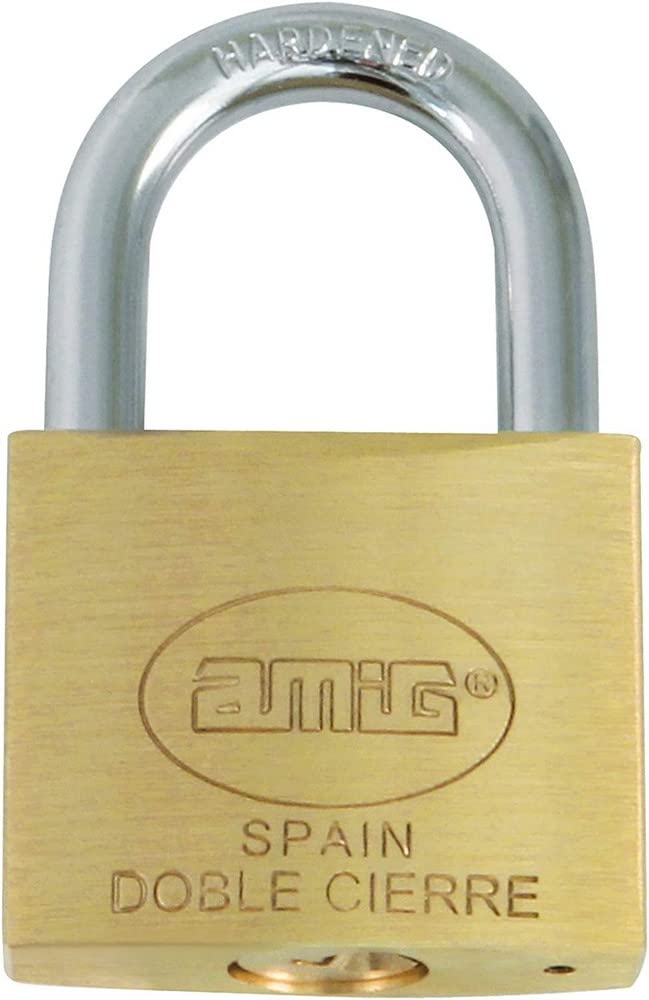 Amig - Security Padlock | Includes 2 Keys | Brass Body with Treated Steel Shackle | Ideal for Gym Lockers, Workshop Doors, Garages | Double Locking Mechanism | Width: 70 mm — image 1