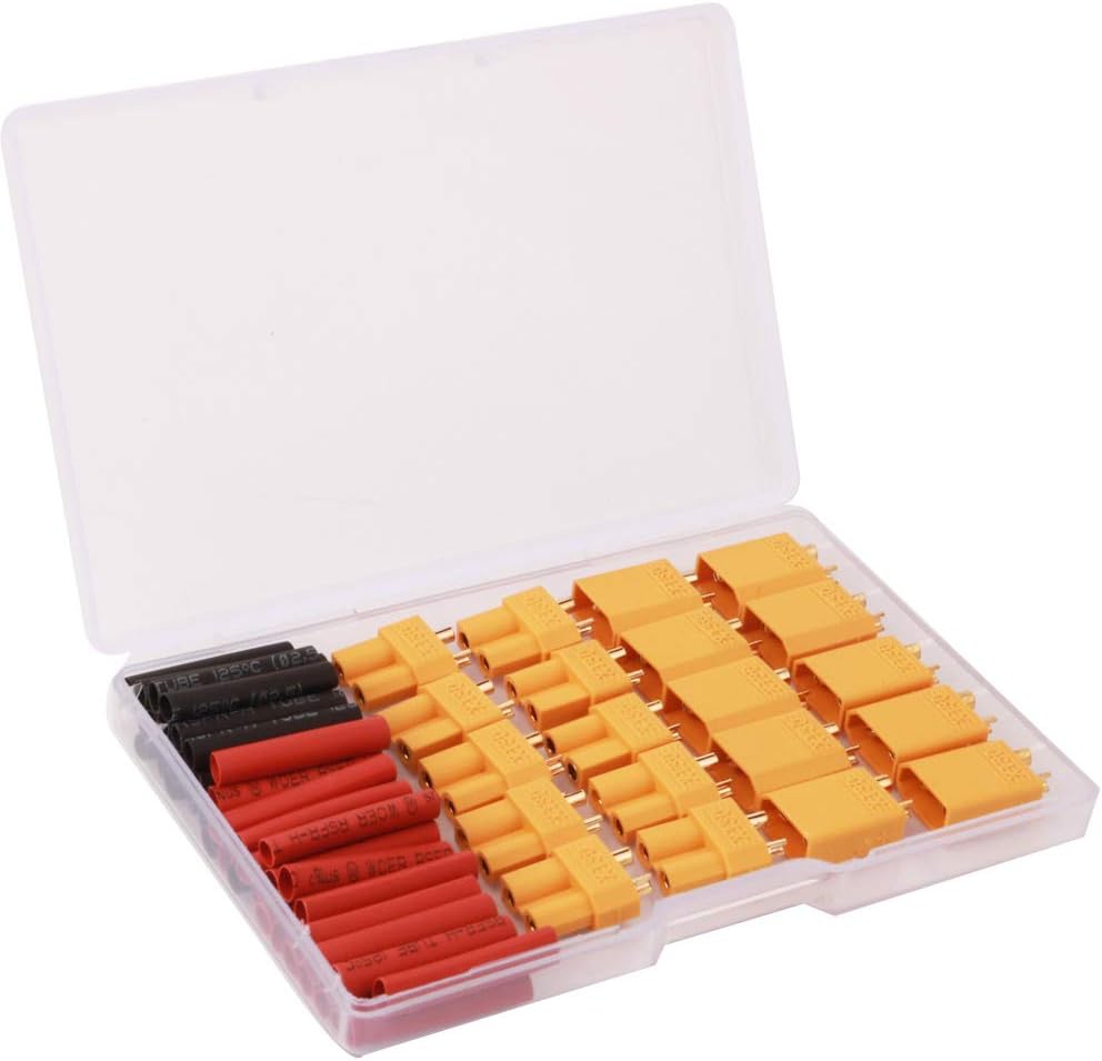 RUNCCI-YUN 10 Pair XT30U (XT30 Upgrade) Male Female Bullet Connectors Power Plugs with Heat Shrink for RC Lipo Battery - Image 5