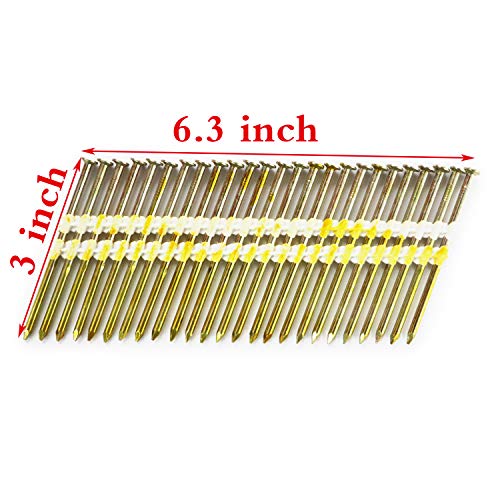 BHTOP 3 Inch Framing Nails, 21 Degree Bright Smooth Shank Plastic Collated Nails for Framing