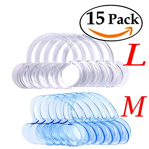 15 Pack Dental Cheek Retractor for Speak Out Game and Watch Ya Mouth,Fun Mouthguard Party Game,C-SHAPE Adult Teeth Whitening Intraoral Cheek Lip Retractor Mouth Opener,M/Blue 10pcs & L/White 5 pcs